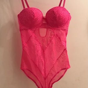 Pink lace babydoll lingerie